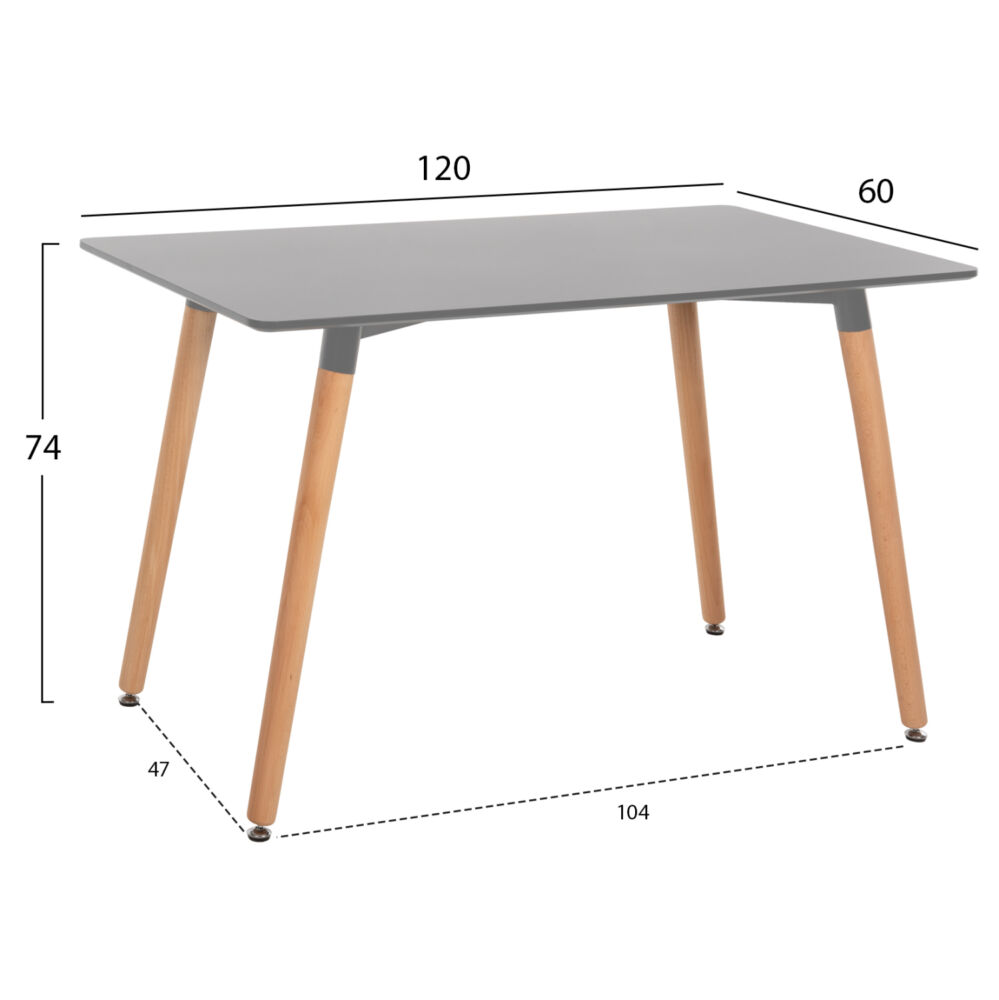 ΤΡΑΠΕΖΙ FB98581.02 ΑΝΟΙΧΤΟ ΓΚΡΙ MDF-ΠΟΔΙΑ ΟΞΙΑ ΣΕ ΦΥΣΙΚΟ ΧΡΩΜΑ- 120Χ60X74Υεκ.
