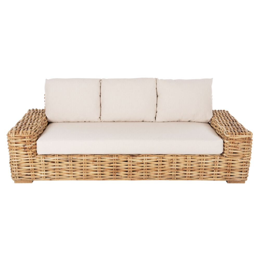 ΚΑΝΑΠΕΣ ΤΡΙΘΕΣΙΟΣ ΕΞ.ΧΩΡΟΥ FB99808 ΞΥΛΟ MANGO-RATTAN ΦΥΣΙΚΟ-ΛΕΥΚΑ ΜΑΞΙΛΑΡΙΑ 216x88x85Υεκ