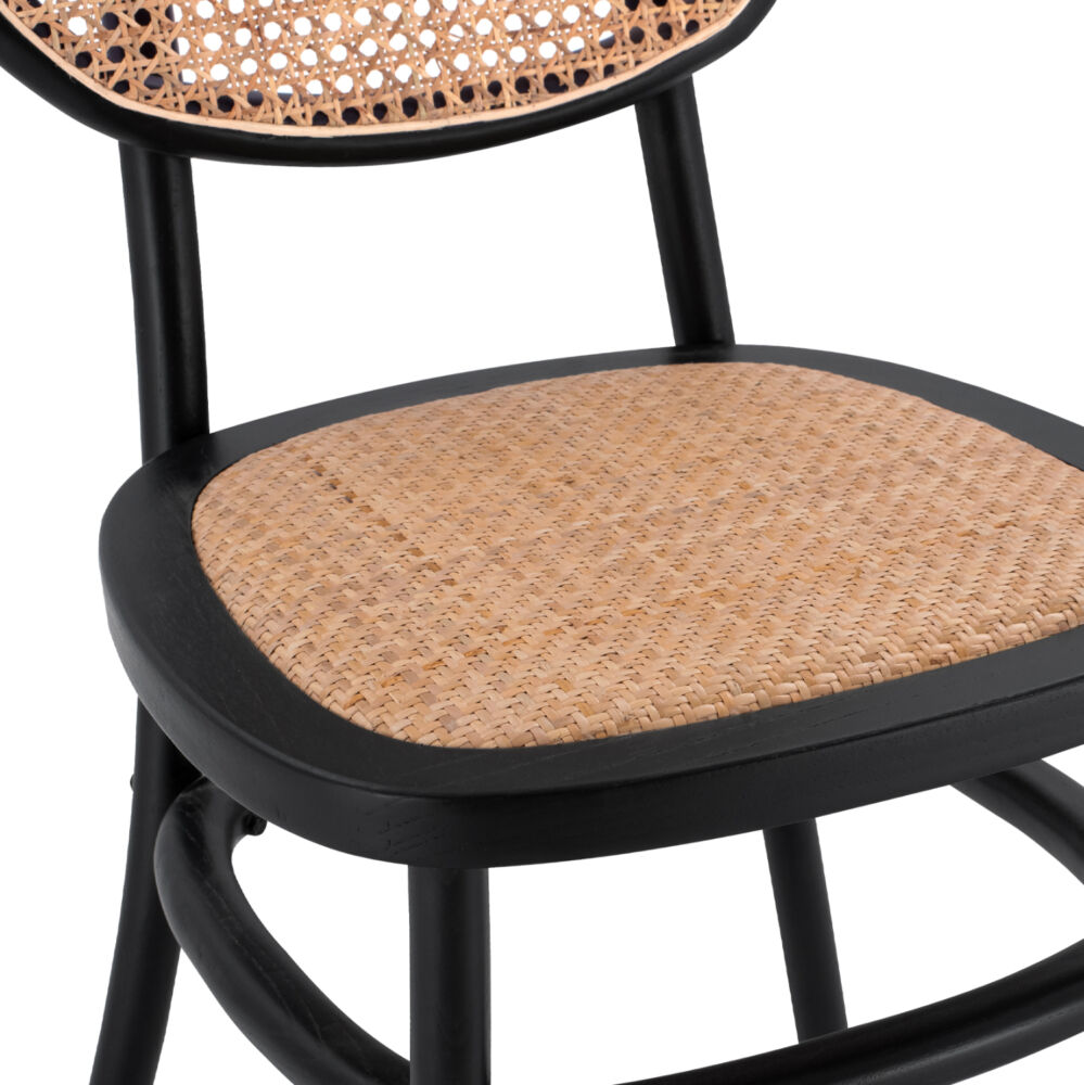 ΚΑΡΕΚΛΑ ΞΥΛΙΝΗ ΜΕ ΠΛΕΞΗ RATTAN ΣΕ ΜΑΥΡΗ ΑΠΟΧΡΩΣΗ FB98747 44x51x87 εκ.