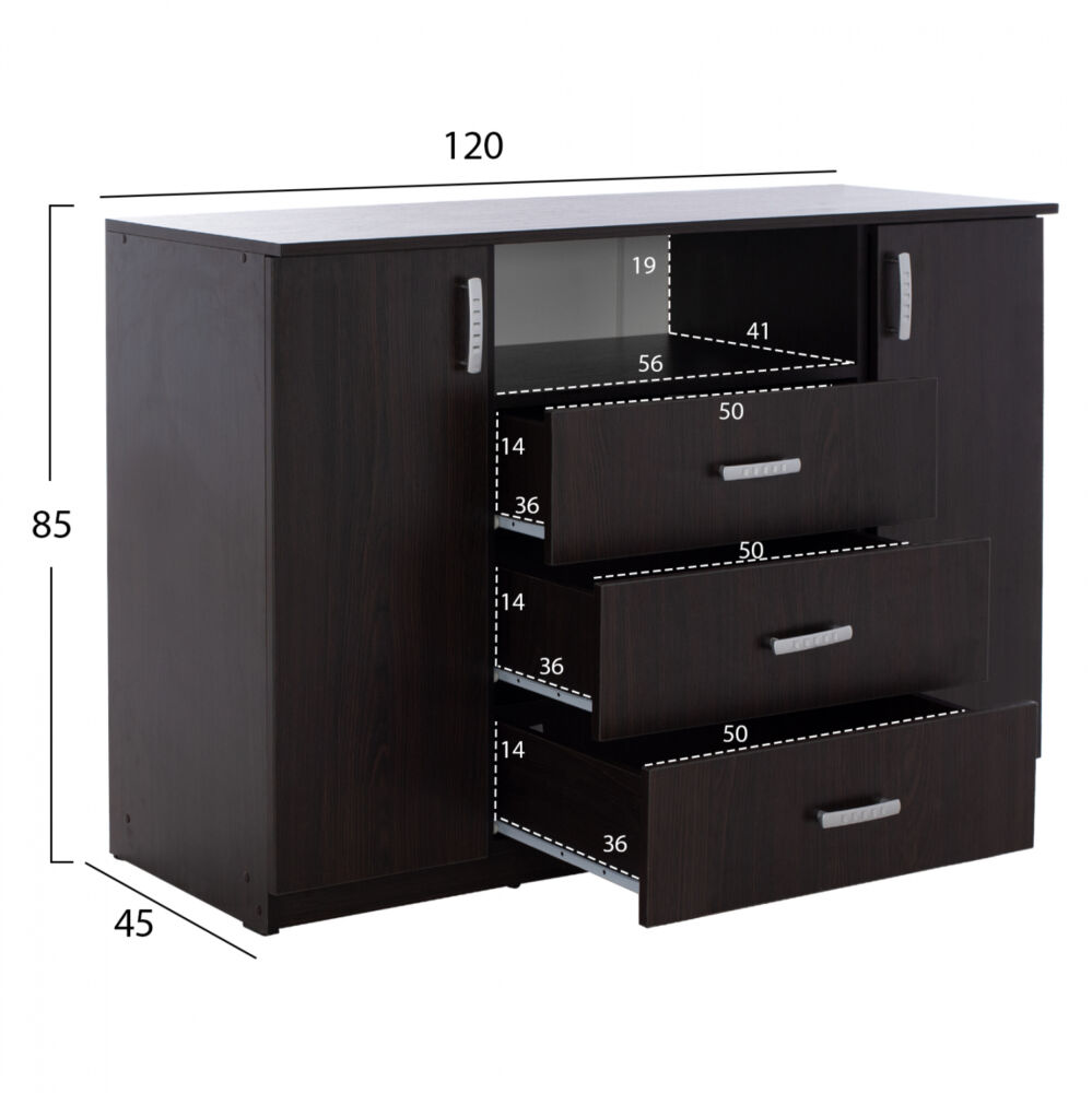 ΜΠΟΥΦΕΣ ΜΕ 2 ΝΤΟΥΛΑΠΙΑ Κ 3 ΣΥΡΤΑΡΙΑ WENGE FB92430.02 120X45X85Y εκ.