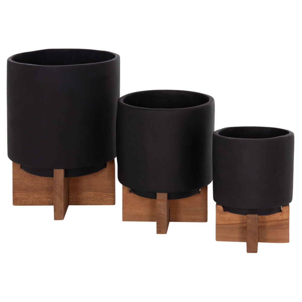 ΣΕΤ 3 ΓΛΑΣΤΡΕΣ ΜΕ TEAK ΒΑΣΕΙΣ FB94685.01 FIBER CEMENT ΣΕ ΜΑΥΡΟ ΧΡΩΜΑ