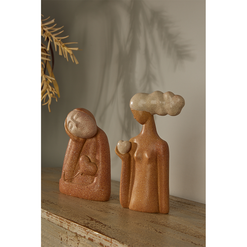 CHEVEU PINK 2 ΔΙΑΚΟΣΜΗΤΙΚΗ ΦΙΓΟΥΡΑ 16x7x29cm POLYRESIN TERRACOTTA ΓΚΡΙ