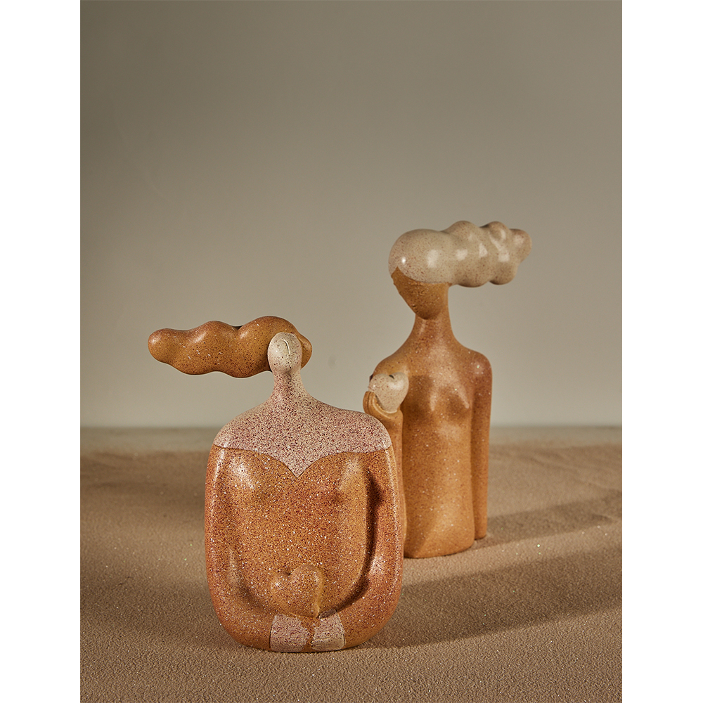 CHEVEU PINK 2 ΔΙΑΚΟΣΜΗΤΙΚΗ ΦΙΓΟΥΡΑ 16x7x29cm POLYRESIN TERRACOTTA ΓΚΡΙ