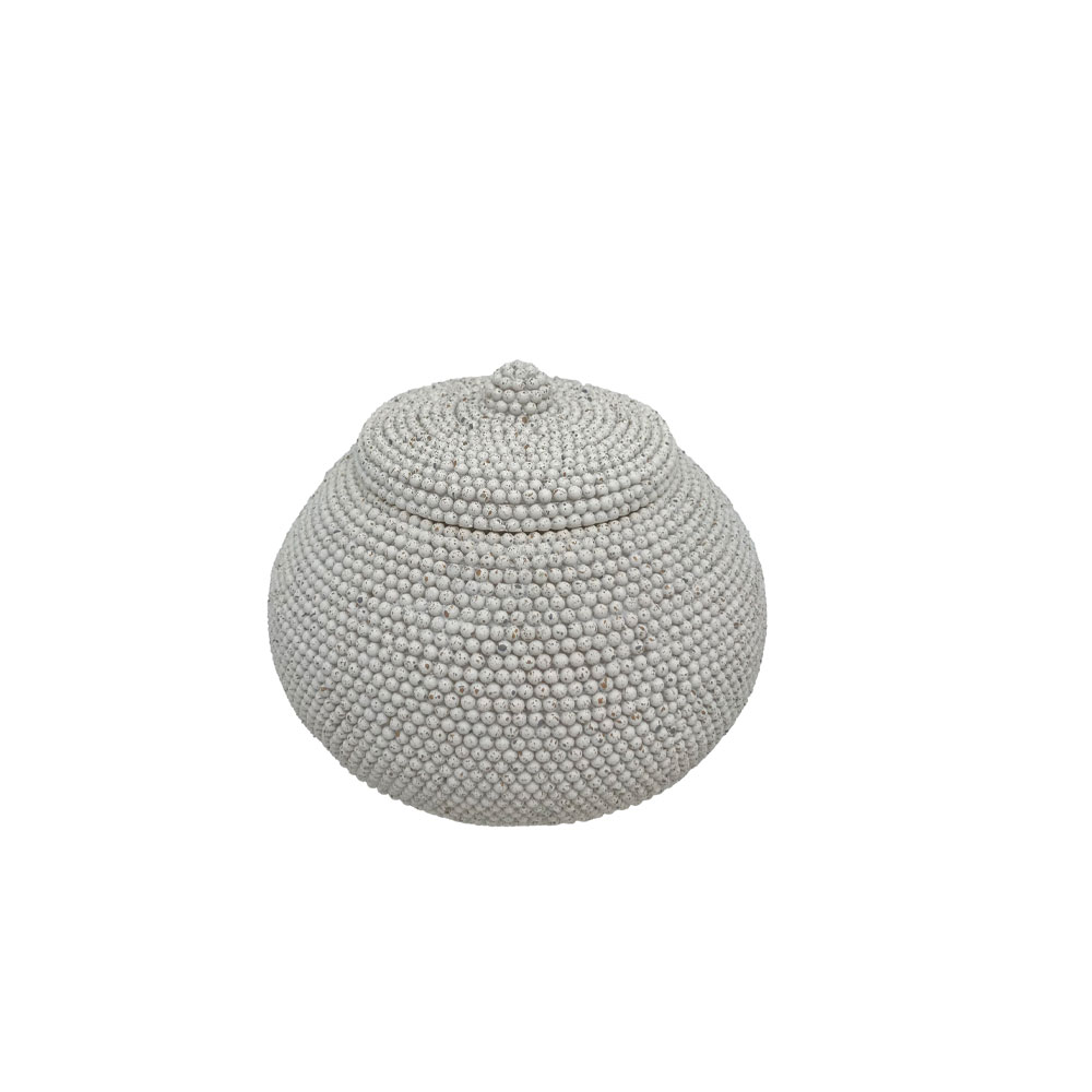 ROSARY S ΔΟΧΕΙΟ ΑΠΟΘΗΚΕΥΣΗΣ ΜΕ ΚΑΠΑΚΙ 16x16x14cm POLYRESIN OFF WHITE