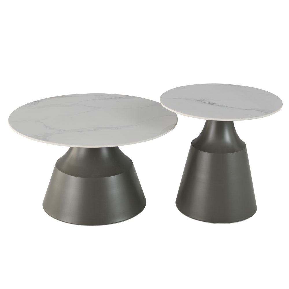 KAIA COFFEE TABLE SET 2ΤΕΜ ΛΕΥΚΟ ΜΑΥΡΟ 70x70x40cm