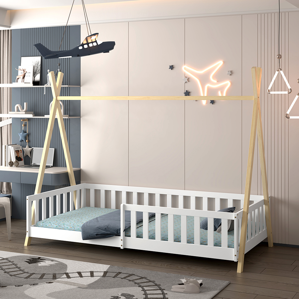 ΚΡΕΒΑΤΙ ΠΑΙΔΙΚΟ ΜΕ ΚΑΓΚΕΛΑ FB9739.03 τ.MONTESSORI ΠΕΥΚΟ ΦΥΣΙΚΟ-ΛΕΥΚΟ--190x90εκ