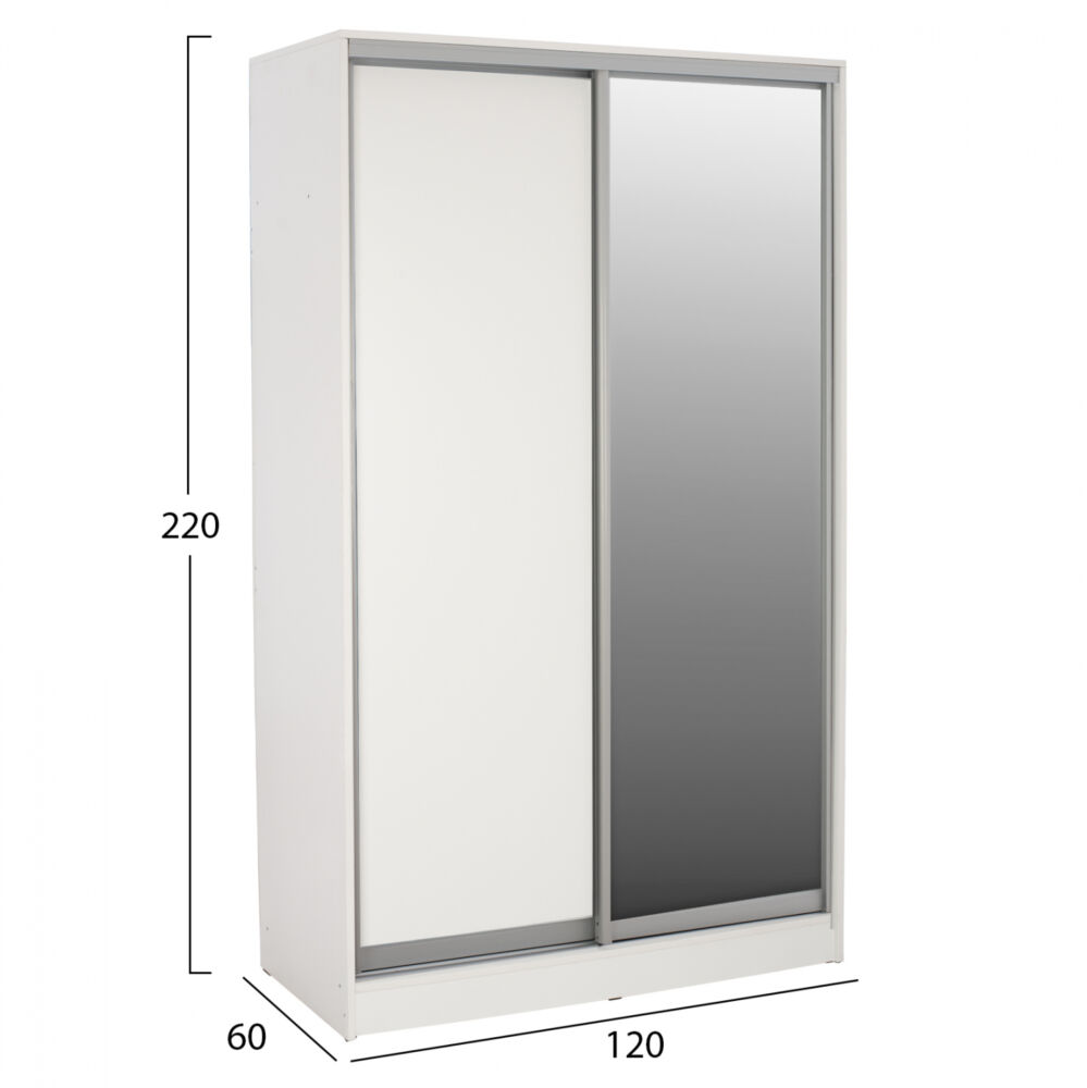 ΝΤΟΥΛΑΠΑ ΣΥΡΟΜΕΝΗ ΜΕΛΑΜΙΝΗΣ 120x60x220Yεκ. ΔΙΦΥΛΛΗ ΛΕΥΚΗ ΜΕ ΚΑΘΡΕΠΤΗ FB92460.03