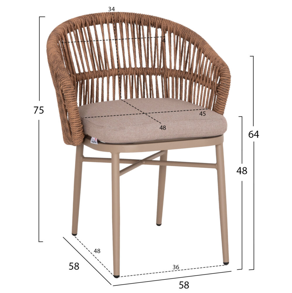 ΠΟΛΥΘΡΟΝΑ ΑΛΟΥΜΙΝΙΟΥ FB96265.03 ΚΑΠΟΥΤΣΙΝΟ- P.E.RATTAN ΣΕ ΦΥΣΙΚΟ 58x61x75Υεκ.
