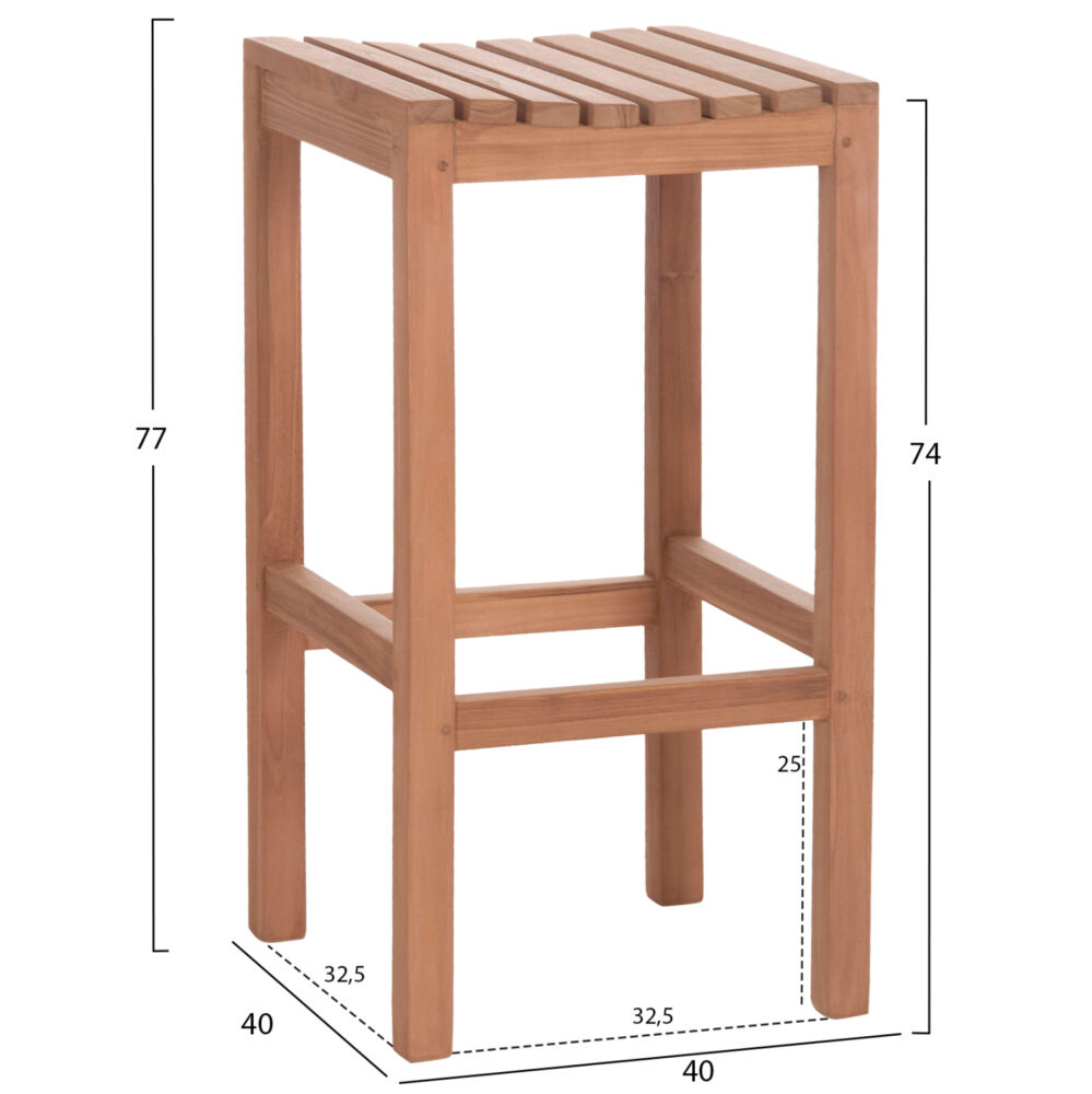 ΣΚΑΜΠΟ ΜΠΑΡ FB918109 ΞΥΛΟ ΤΕΑΚ ΣΕ ΦΥΣΙΚΟ 40x40x77Υεκ.