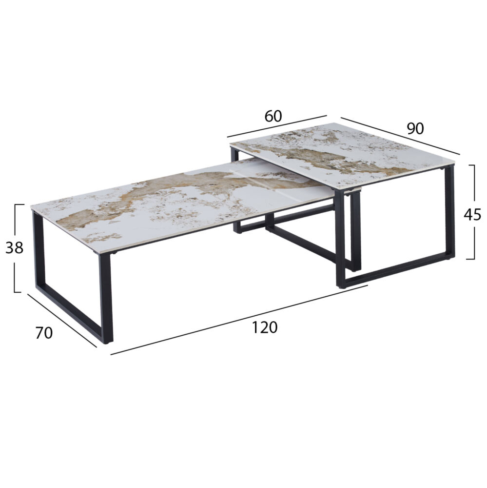 ΤΡΑΠΕΖΙ ΣΑΛΟΝΙΟΥ 2ΤΜΧ FB918365.01 ΜΕΤΑΛΛΟ--SINTERED STONE PANDORA 120x70x45Υεκ