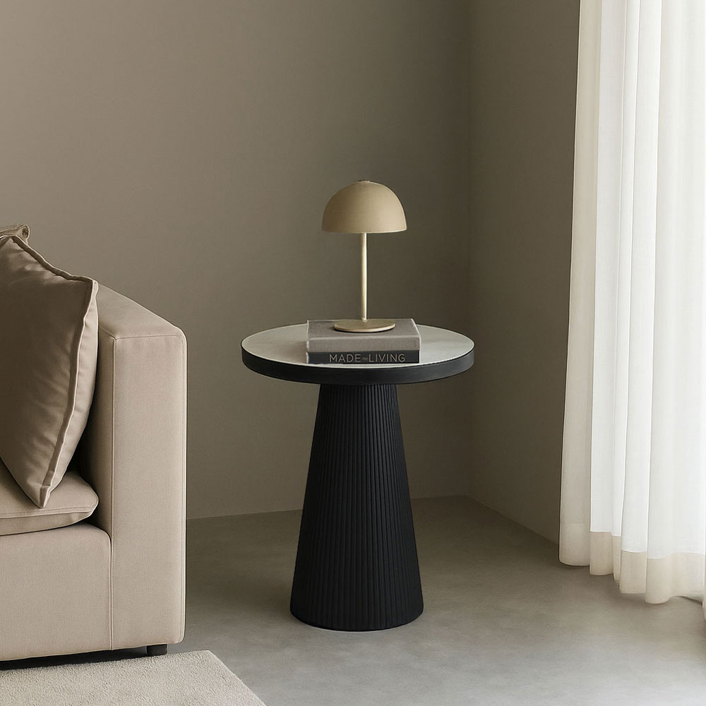LAMP SIDE TABLE ΛΕΥΚΟ ΜΑΥΡΟ 36x36x55cm