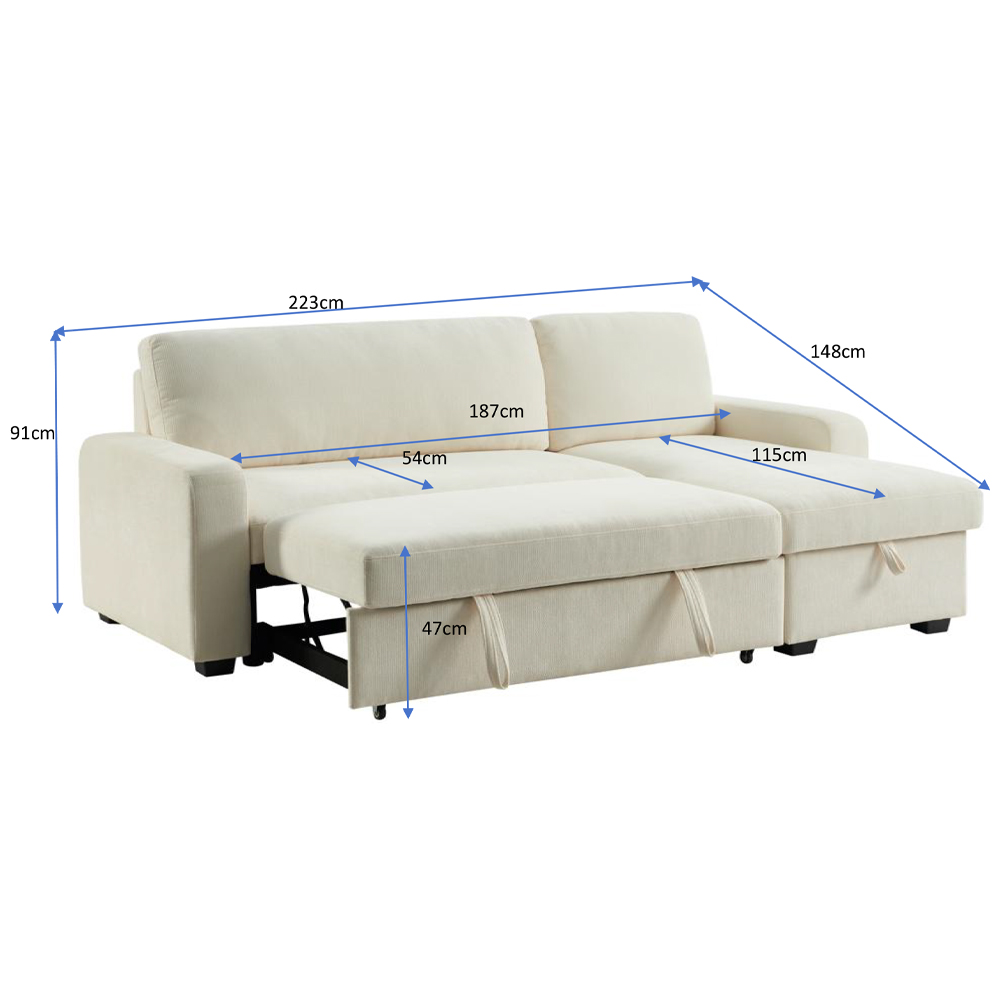 TRESOR ΚΑΝΑΠΕΣ ΚΡΕΒΑΤΙ ΓΩΝΙΑ ΑΝΑΣΤΡΕΨΙΜΗ DIJON 223x145x91cm