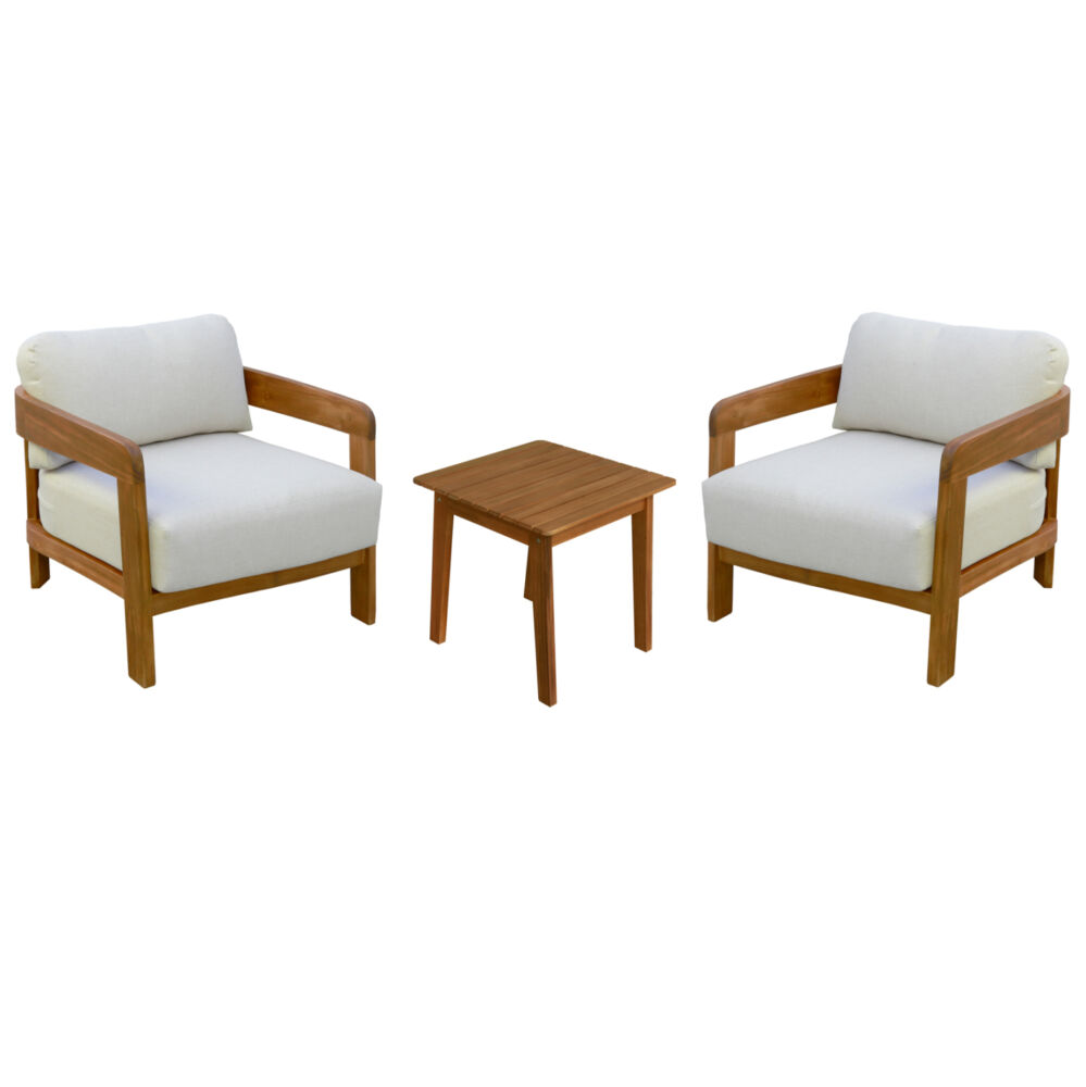 LOUNGE ΣΕΤ FB910892 ΤΡΑΠΕΖΑΚΙ & 2 ΠΟΛΥΘΡΟΝΕΣ--ΞΥΛΟ ΑΚΑΚΙΑΣ--ΕΚΡΟΥ ΜΑΞΙΛΑΡΙΑ