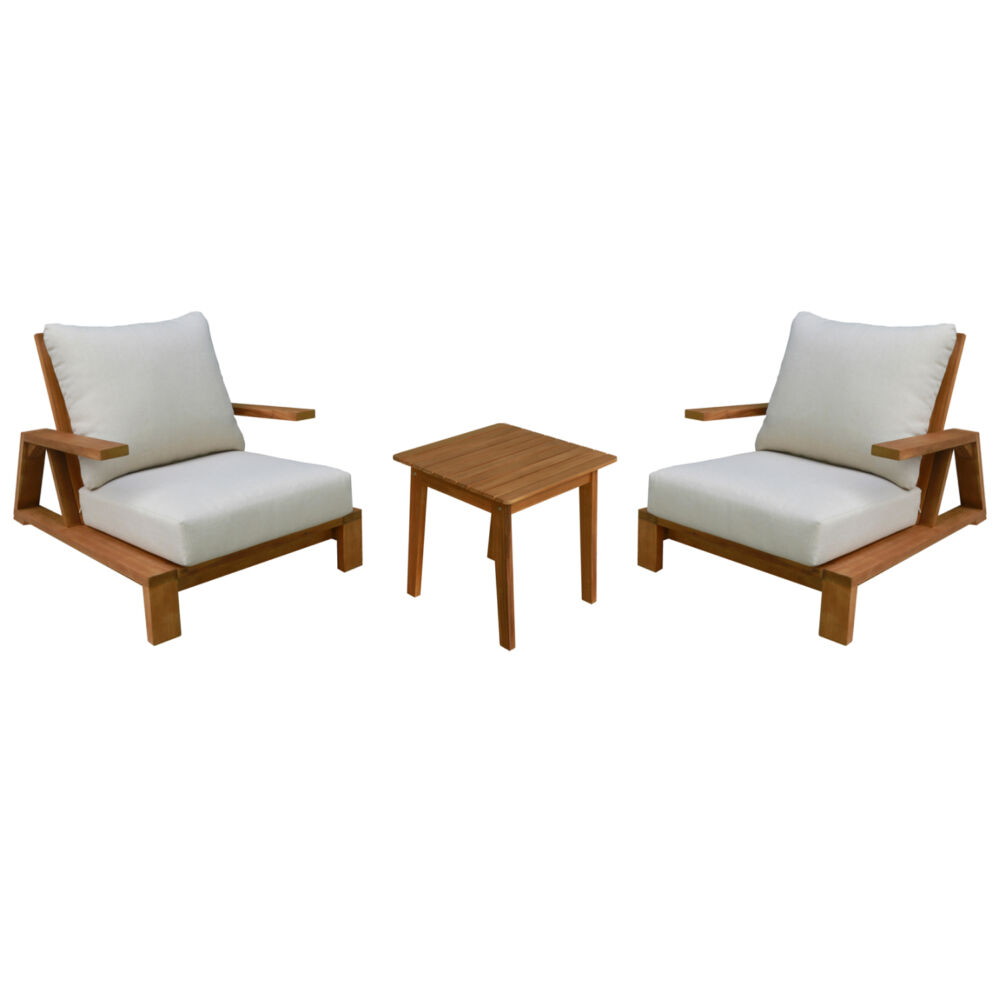 LOUNGE ΣΕΤ FB910893 ΤΡΑΠΕΖΑΚΙ & 2 ΠΟΛΥΘΡΟΝΕΣ--ΞΥΛΟ ΑΚΑΚΙΑΣ--ΕΚΡΟΥ ΜΑΞΙΛΑΡΙΑ