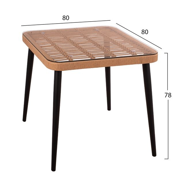ΣΕΤ 3ΤΜΧ WICKER ΜΕ ΤΡΑΠΕΖΙ 80X80Χ78Υ ΜΠΕΖ & ΜΑΥΡΟ ΧΡΩΜΑ FB910483