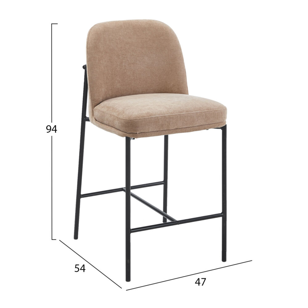 ΣΚΑΜΠΟ ΜΠΑΡ ΜΕΣ.ΥΨΟΥΣ FB918427.02 TAUPE ΥΦΑΣΜΑ-ΜΕΤΑΛ.ΜΑΥΡΟΣ ΣΚΕΛΕΤΟΣ 47x54x94Υεκ