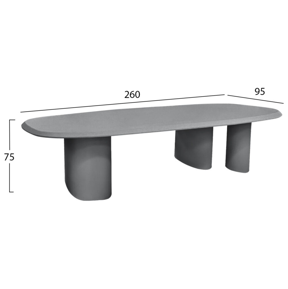 ΤΡΑΠΕΖΙ ΤΡΑΠΕΖΑΡΙΑΣ FIBER CEMENT ΟΒΑΛ FB96598.01 ΓΚΡΙ 260x95x75Υεκ