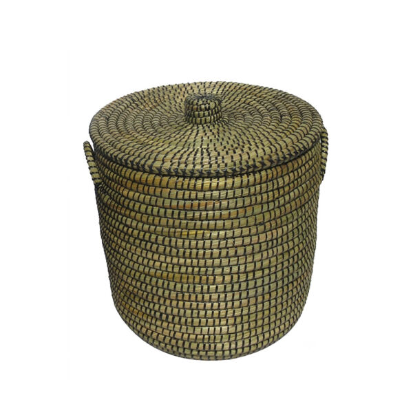 AFRICA ΚΑΛΑΘΙ ΜΕ ΚΑΠΑΚΙ 45x45x50cm KANSGRASS ΦΥΣΙΚΟ ΜΑΥΡΟ PVC