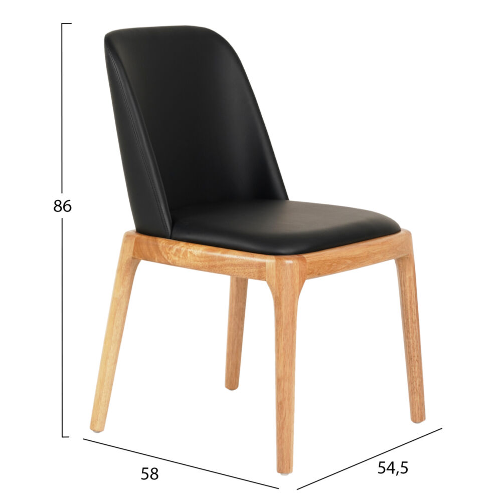 KΑΡΕΚΛΑ ΤΡΑΠΕΖΑΡΙΑΣ FB99944.01 RUBBERWOOD-ΜΑΥΡΟ PU 54,5x58x86Υεκ