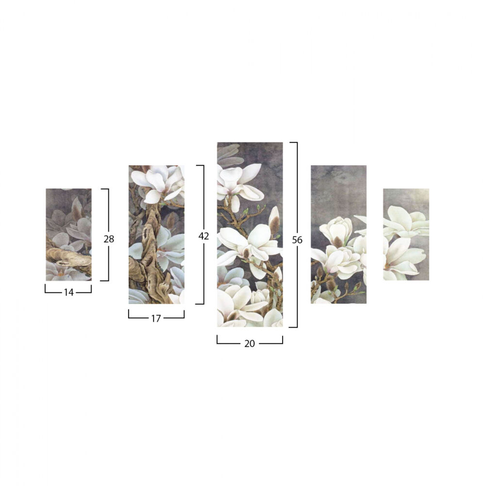 ΠΕΝΤΑΠΤΥΧΟΣ ΠΙΝΑΚΑΣ MDF MAGNOLIA KOBUS FB97207.01 82X56x0,3 εκ.