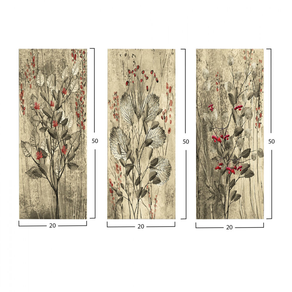 ΠΙΝΑΚΑΣ ΤΡΙΠΤΥΧΟ MDF RED FLOWERS AND BERRIES FB97204.01 60x50x0,3 εκ.