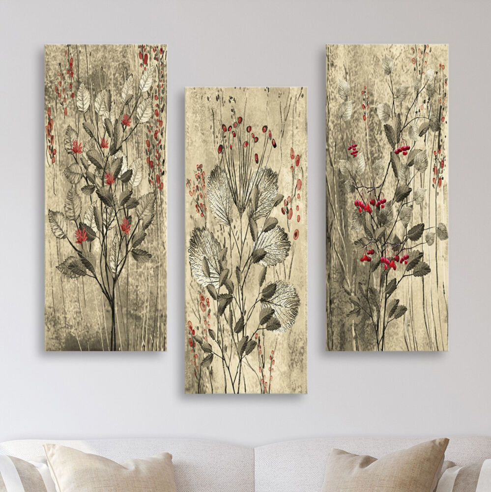 ΠΙΝΑΚΑΣ ΤΡΙΠΤΥΧΟ MDF RED FLOWERS AND BERRIES FB97204.01 60x50x0,3 εκ.
