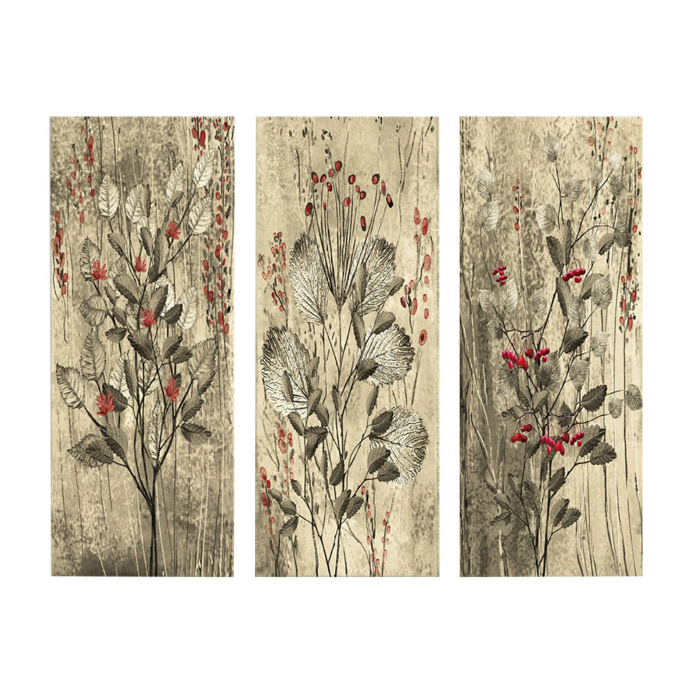 ΠΙΝΑΚΑΣ ΤΡΙΠΤΥΧΟ MDF RED FLOWERS AND BERRIES FB97204.01 60x50x0,3 εκ.