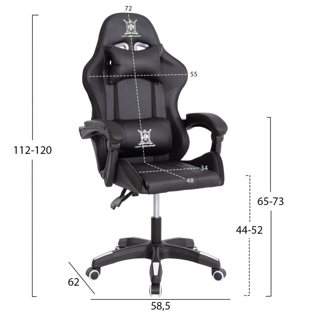 ΠΟΛΥΘΡΟΝΑ GAMING FB91203.04 ΜΑΥΡΟ-ΛΕΥΚΟ PVC 58.5x100x120Υεκ.