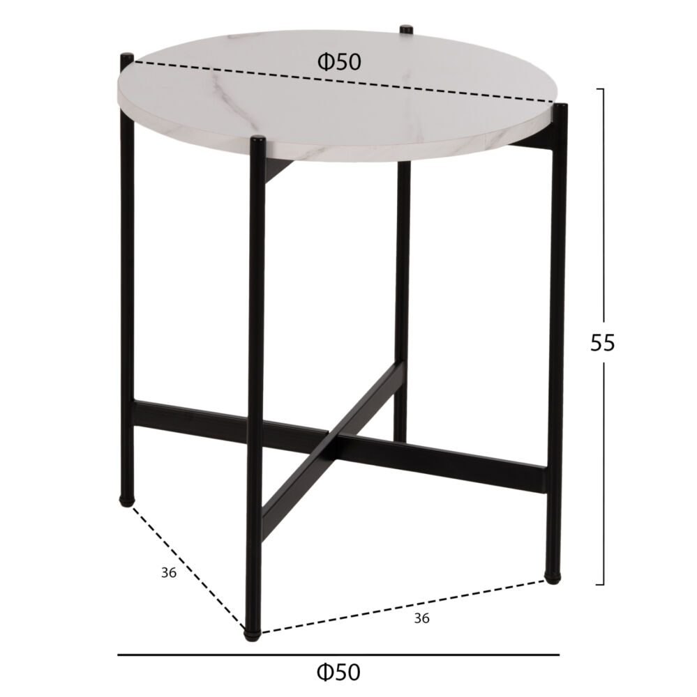 ΣΕΤ 2ΤΜΧ ΤΡΑΠΕΖΙΑ ΣΑΛΟΝΙΟY FB921089.04 MDF ΛΕΥΚΟ ΜΑΡΜΑΡΟ Φ80εκ & Φ50εκ