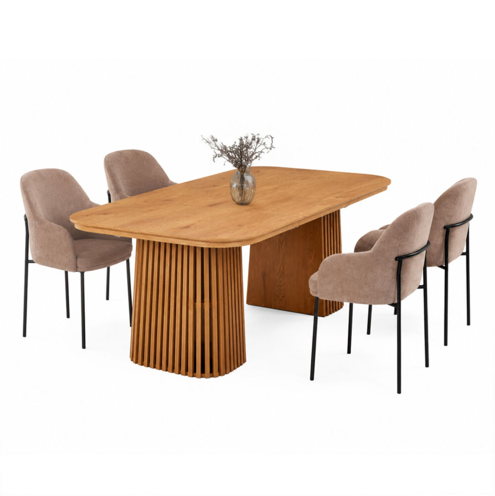 ΣΕΤ ΤΡΑΠΕΖΑΡΙΑΣ 5ΤΜΧ ΕΠΕΚΤΕΙΝΟΜΕΝΟ FB912106.03 MDF--ΥΦΑΣΜΑ TAUPE