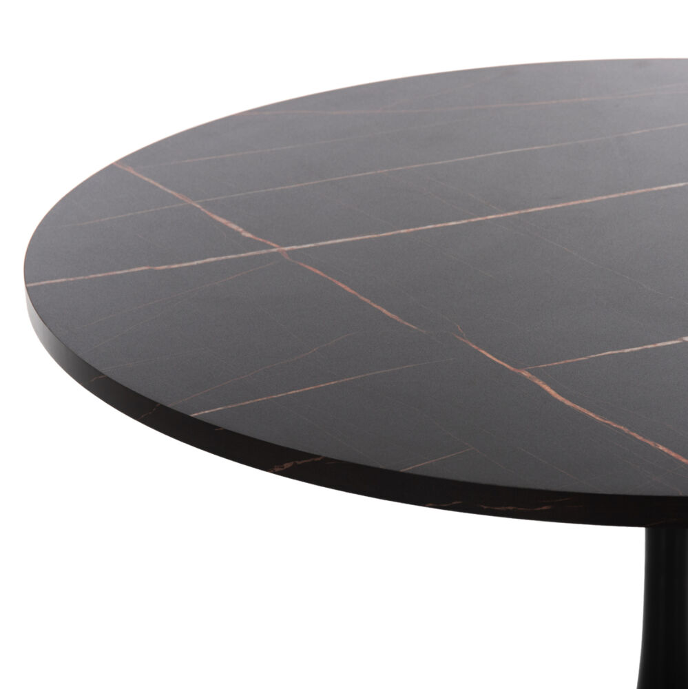 ΤΡΑΠΕΖΙ ΤΡΑΠΕΖΑΡΙΑΣ FB99422.12 ΣΤΡΟΓΓΥΛΟ BLACK MARBLE Φ120x74Yεκ.