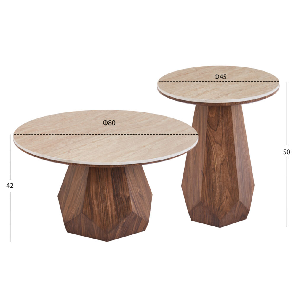 ΤΡΑΠΕΖΙΑ ΣΑΛΟΝΙΟΥ 2ΤΜΧ FB912109 ΚΕΡΑΜΙΚΑ TOP--MDF ΒΑΣΕΙΣ Φ80+Φ45εκ.
