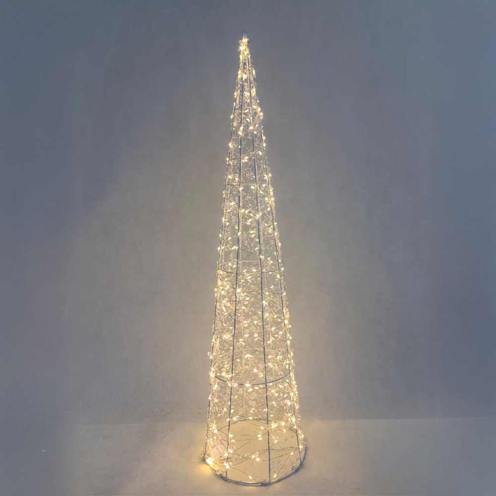 GLIM XMAS ΔΕΝΤΡΟ ΜΕ LED 20x20x80cm ΣΙΔΕΡΟ ΛΕΥΚΟ PET