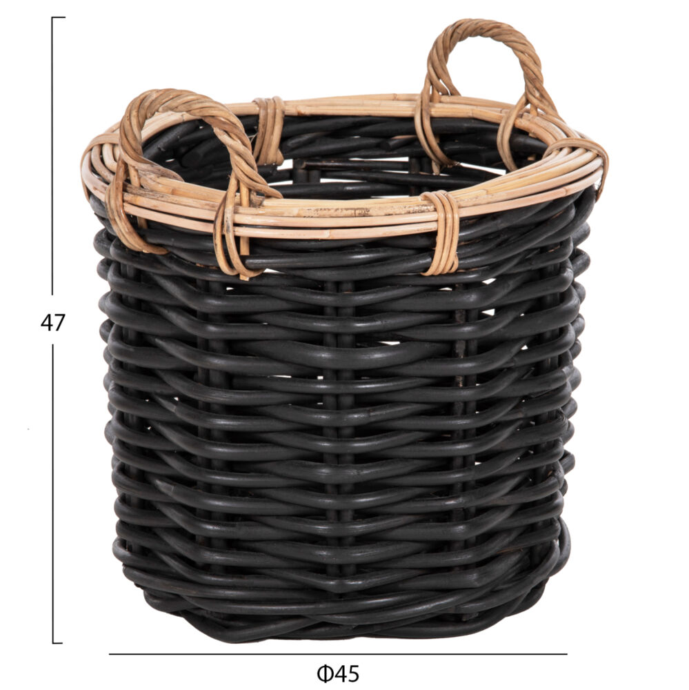 ΣΕΤ 2 ΚΑΛΑΘΙΑ FB94379 ΜΑΥΡO&ΦΥΣΙΚΟ ΧΡΩΜΑ- CL RATTAN Φ61+Φ45εκ.