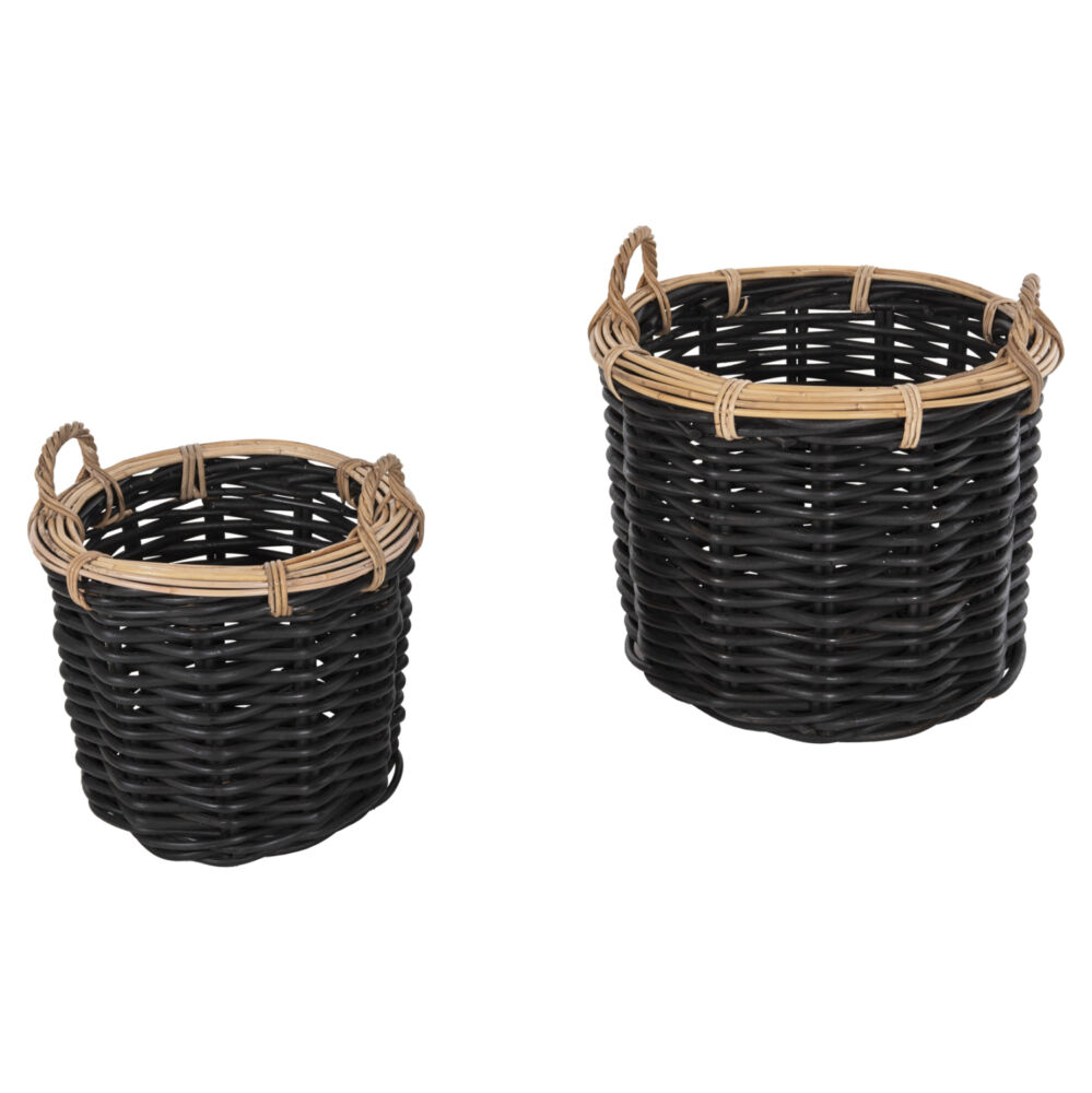 ΣΕΤ 2 ΚΑΛΑΘΙΑ FB94379 ΜΑΥΡO&ΦΥΣΙΚΟ ΧΡΩΜΑ- CL RATTAN Φ61+Φ45εκ.