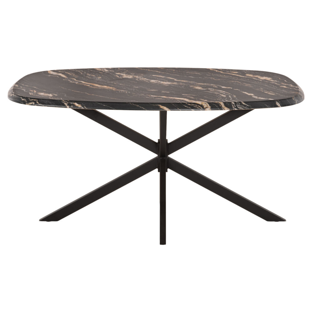 ΤΡΑΠΕΖΙ ΟΒΑΛ FB911903.02 ΜΕ WERZALIT BLACK/GOLD MARBLE-ΜΑΥΡΗ ΒΑΣΗ 146x94x75Υεκ