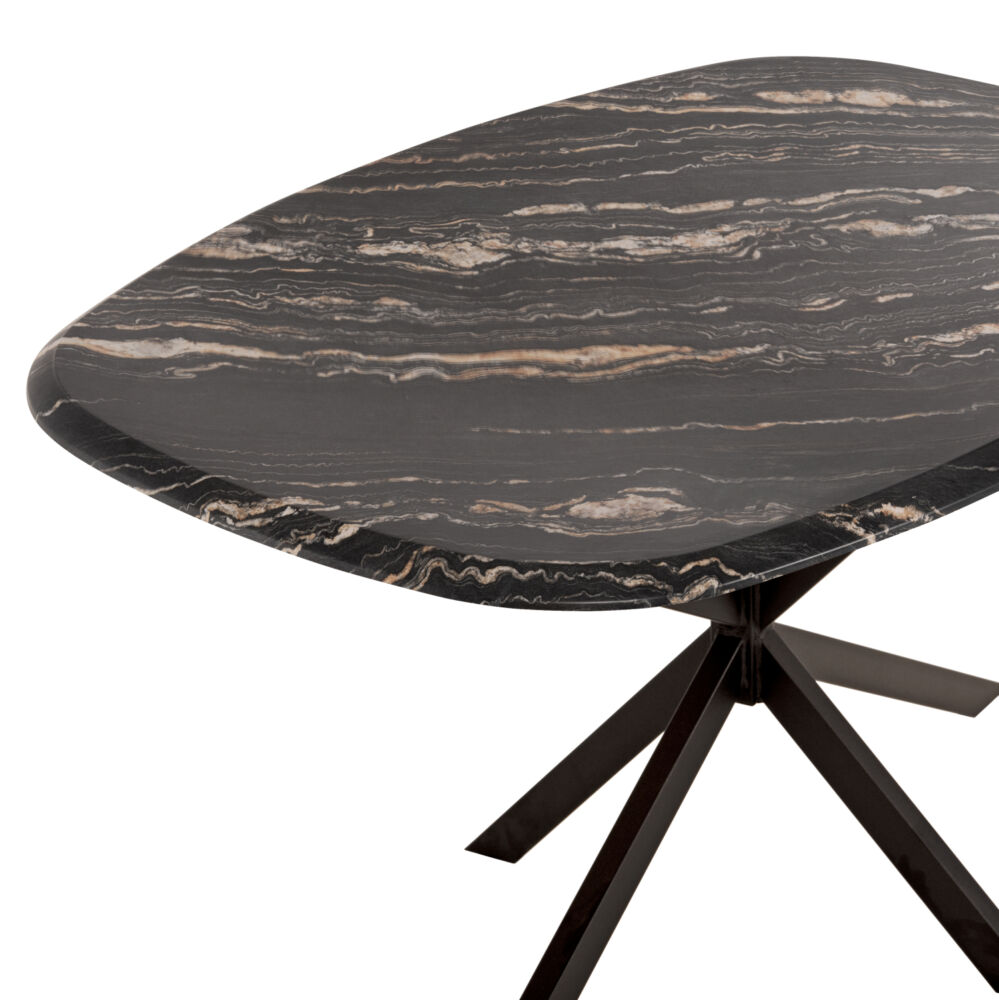 ΤΡΑΠΕΖΙ ΟΒΑΛ FB911903.02 ΜΕ WERZALIT BLACK/GOLD MARBLE-ΜΑΥΡΗ ΒΑΣΗ 146x94x75Υεκ