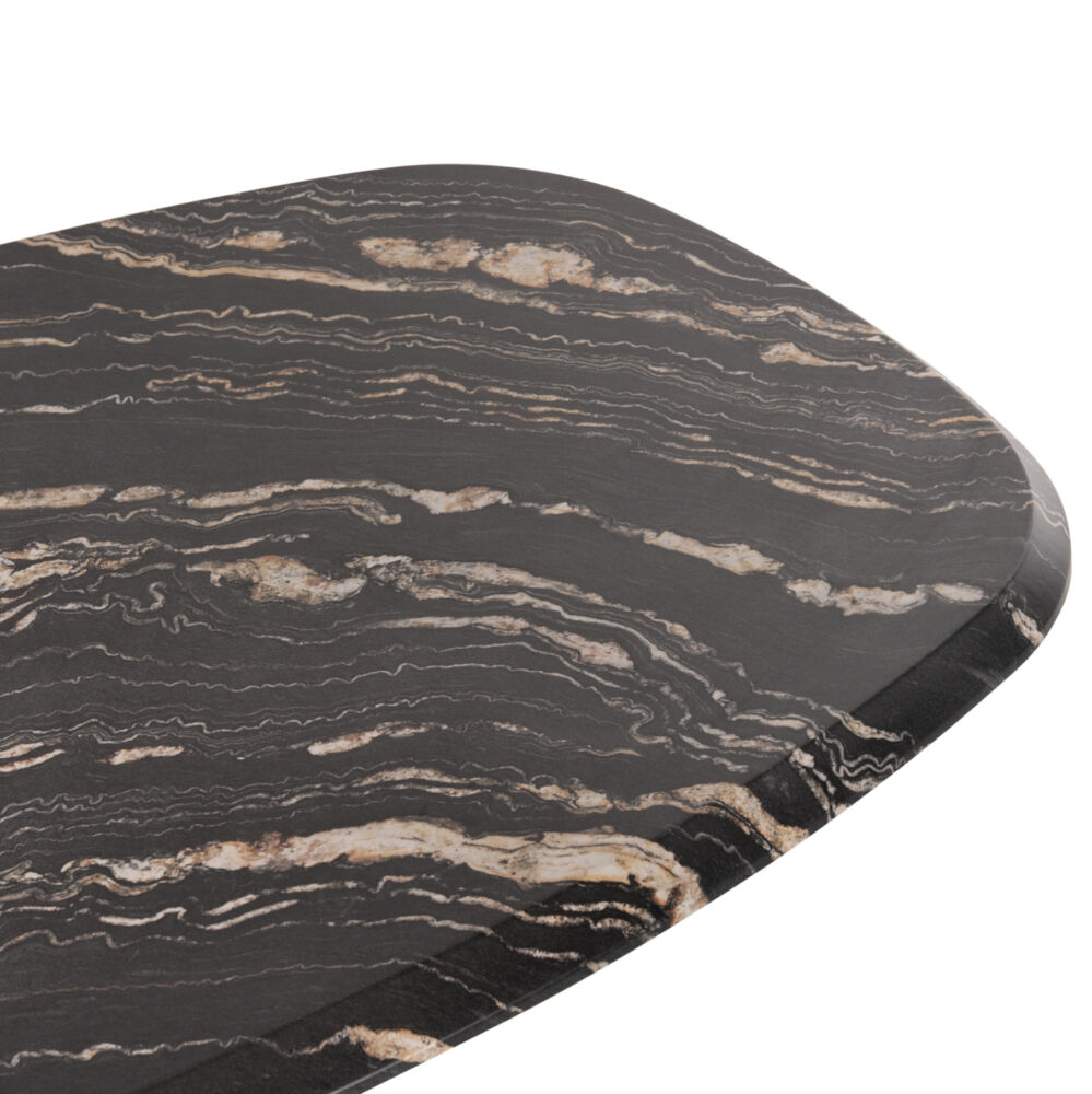 ΤΡΑΠΕΖΙ ΟΒΑΛ FB911903.02 ΜΕ WERZALIT BLACK/GOLD MARBLE-ΜΑΥΡΗ ΒΑΣΗ 146x94x75Υεκ