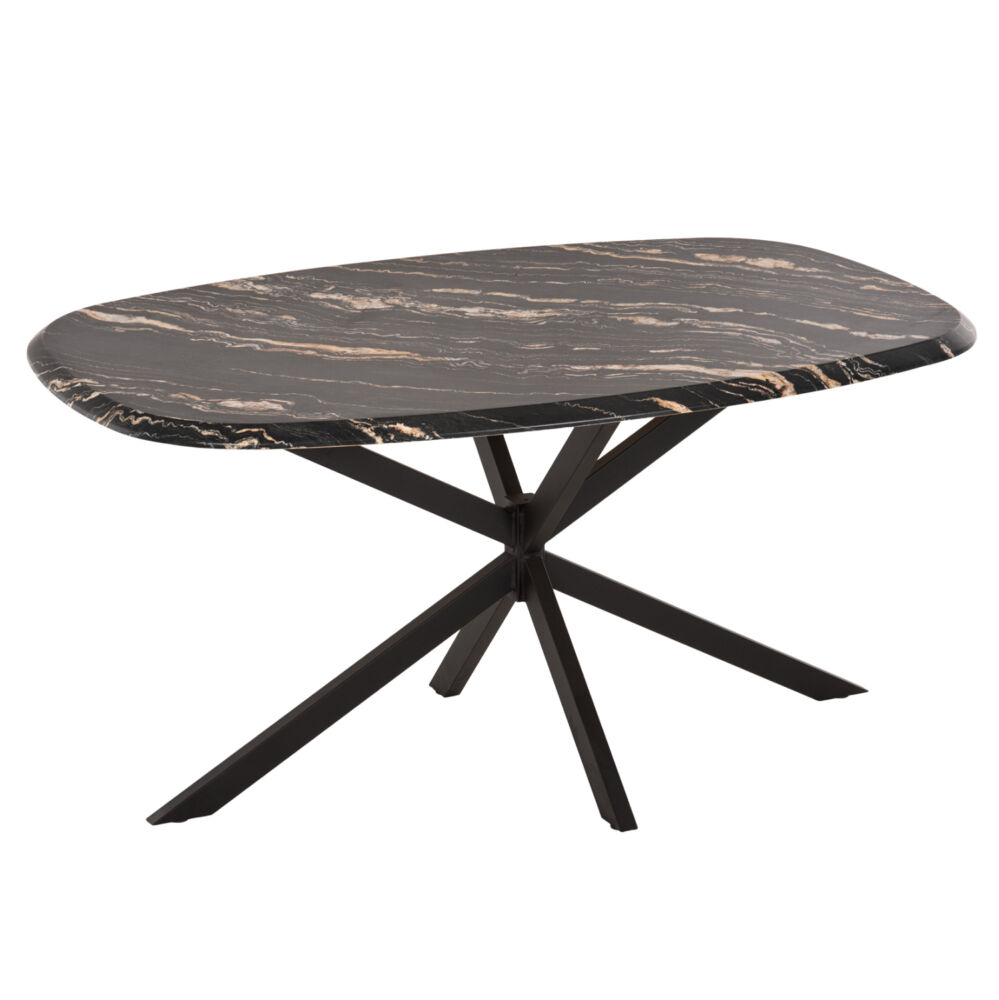 ΤΡΑΠΕΖΙ ΟΒΑΛ FB911903.02 ΜΕ WERZALIT BLACK/GOLD MARBLE-ΜΑΥΡΗ ΒΑΣΗ 146x94x75Υεκ