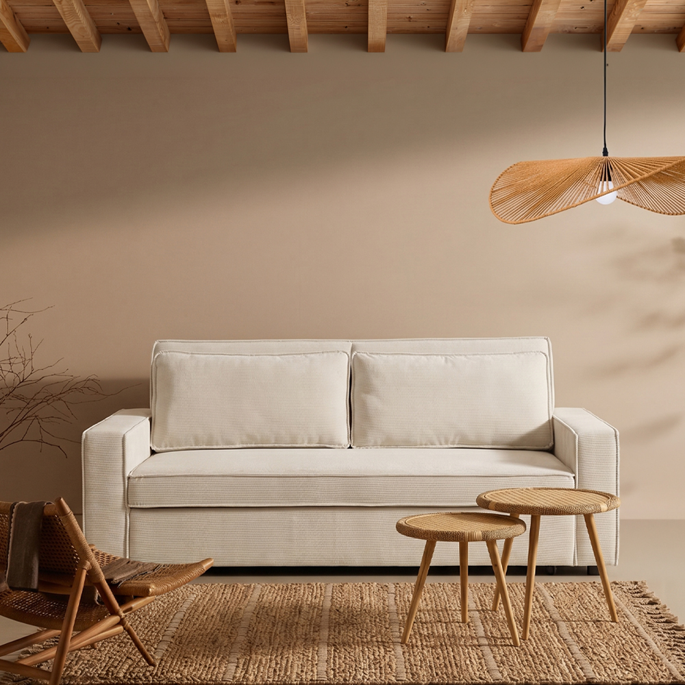 CUBO ΚΑΝΑΠΕΣ ΚΡΕΒΑΤΙ 3ΘΕΣΙΟΣ OFF WHITE 172x89x89cm
